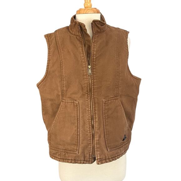 RidgeCut Sherpa Lined Canvas Vest Womens Large Tan Full Zip Workwear Outdoors - Picture 4 of 12